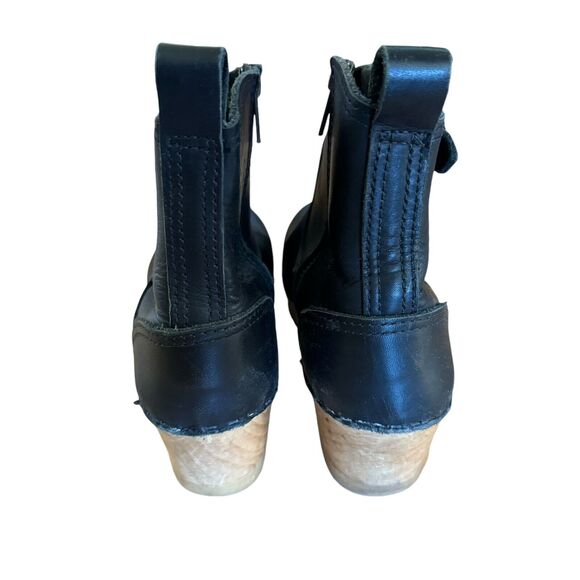 No. 6 Leather Clog Buckle Boot Womens 40* Black Leather Zipper Ankle Mid Heel - Picture 6 of 7